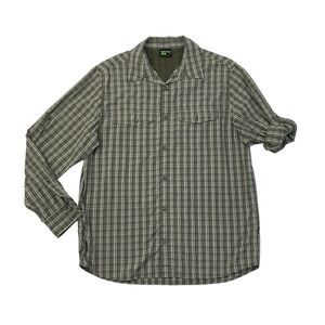 Koppen Shirt Mens L Large Herb Green Nylon Blend Tab Sleeve Outdoor Fishing